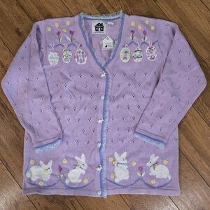 Storybook Knits Easter cardigan sweater sz Large